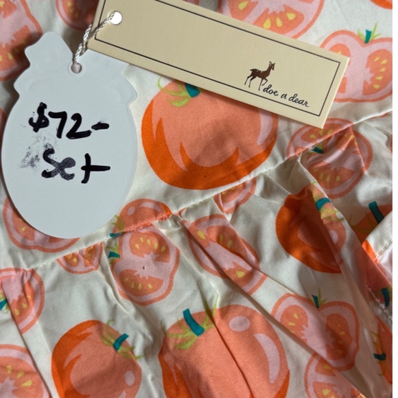 TRENDY NWT Doe a Deer Tomato Girl Aesthetic Two Piece Summer Outfit Size 4T - Picture 2 of 3